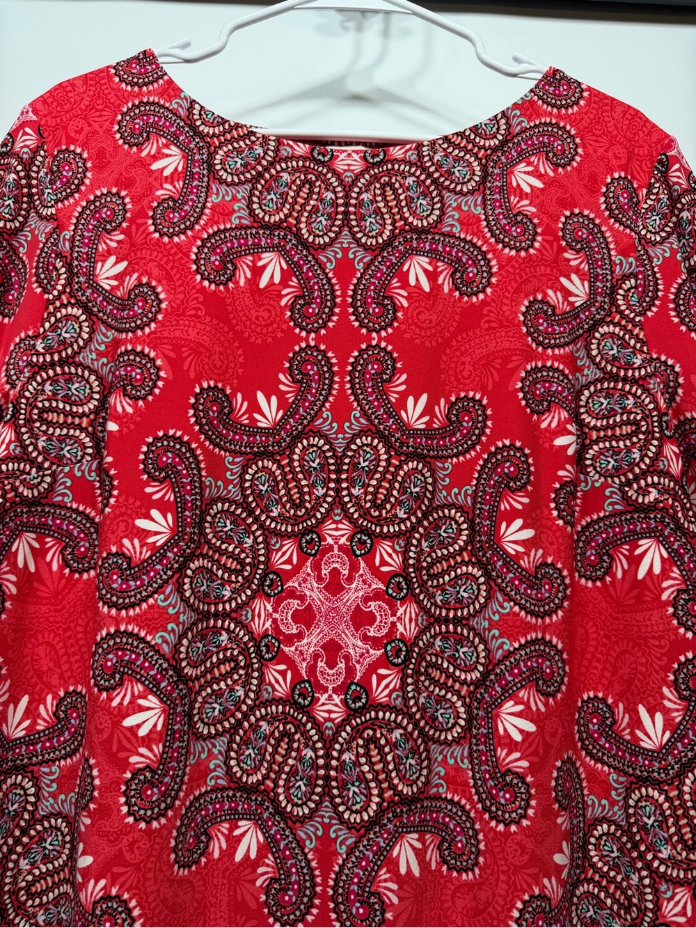 Chico's Red Pink and Black Paisley-Print Midi Dress - Picture 4 of 11